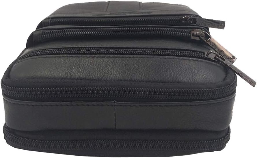 Hebetag Small Leather Sling Shoulder Bag Messenger Pack for Men Women Outdoor Travel Business