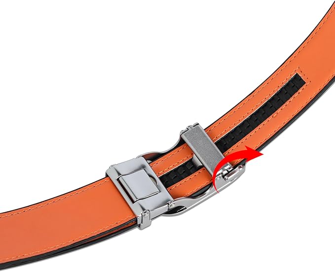 Aurolran Men&Womens Leather Dress Belt Business Automatic Buckle Belt Color-Black Silver Gold