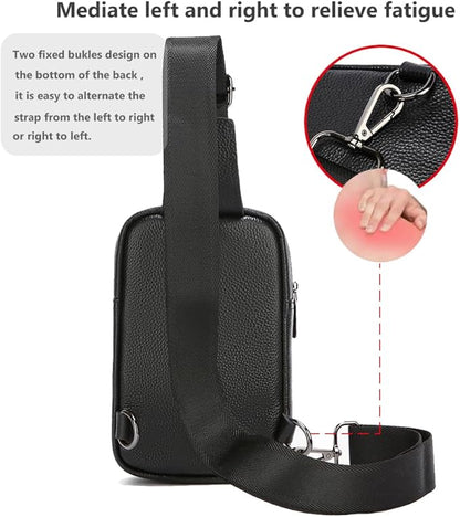 Sireck Crossbody Bag,Cross Body Fanny Packs for Men Women Trendy,Black Small Sling Phone Chest Bag for Workout Running