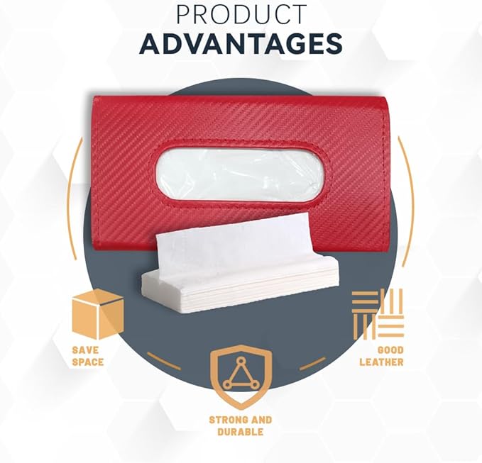ASUBHA Car Tissue Holder, Sun Visor Organizer, Rectangular Sun Visor Napkin, Visor Accessories Car Napkin Holder Universal for Cars, SUVs, Trucks (red)