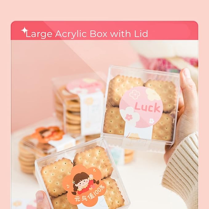 Large Acrylic Box with Lid 4 Pieces Clear Display Box Plastic Square Cube Wedding Candy Box Jewelry Collectibles Storage Containers Valentine's Day Decorative Boxes 4x4x4Inch