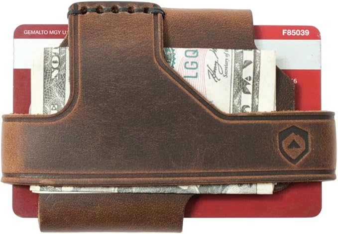 Trayvax Contour Lite Wallet, RFID Front Pocket Money and Credit Card Holder, Minimalist Slim Leather Metal Wallet for Men and Women, Titanium Mississippi Mud
