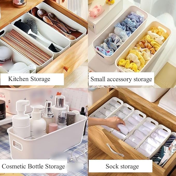 Multi-purpose small storage bins, Storing phone cases, socks, stationery,small items. PP plastic,Organizer and Storage for Sinks,Bathroom, Bedrooms, Vanity tables，Kitchens.10.5 x 3.9 x 3.5 Inch (12)