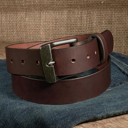 Men's Leather Belt, Made in USA, Full-Grain Leather, Casual Everyday Wear Belts, Amish Handmade 1.5" Width