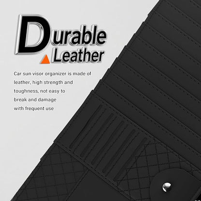 CD Holder for Car,Leather Multi-Purpose Car Visor Organizer Cars CD Holder for Storing CDs/DVD/Card/Pen/Sunglasses,Universal CDs Visor Holders for Cars Interior Accessories