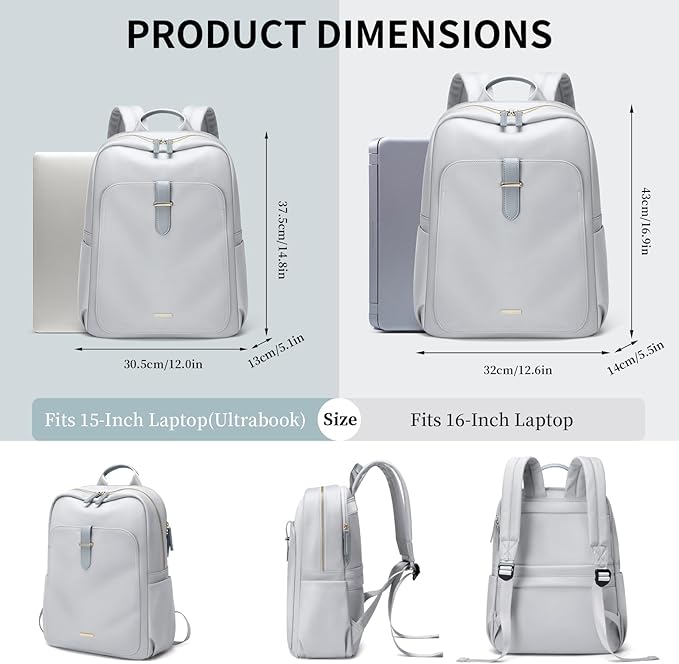 Laptop Backpack for Women,Carry on Travel Backpack Casual Work Business Backpacks Purse College,16 Inch,Grey