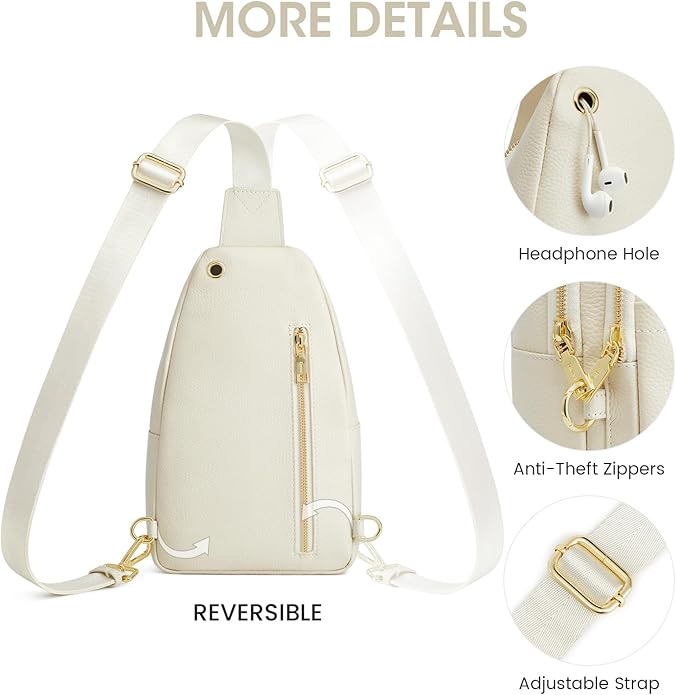 Kattee Sling Bag for Women, Leather Fanny Packs Crossbody Purse, Small Chest Bag for Travel with RFID Blocking