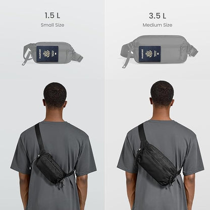 tomtoc 1.5L Sling Bag with RFID Blocking, Crossbody Bag Minimalist Chest Shoulder Pack for Men and Women, Water-resistant Lightweight Casual Waist Fanny Pack for Travel, Daily Use