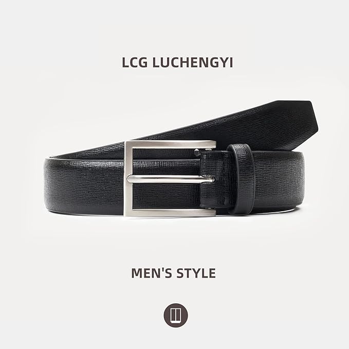Mens Genuine Leather Dress Belt Classic Casual Belt with Single Prong Buckle for Jeans Pants Work and Business