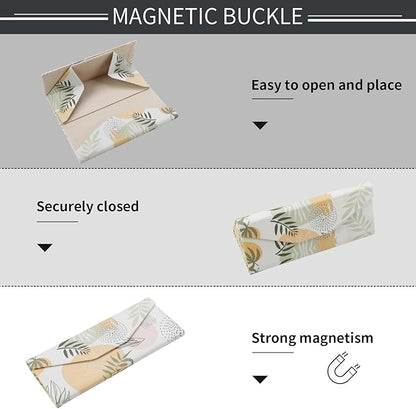 Foldable Glasses Case, Magnetic PU Leahter Sunglasses Case, Cute Hard Shell Folding Eyeglass Cases for Women Kids