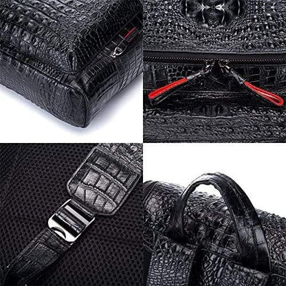 boshiho Real Leather Laptop Backpack Fashion Travel Bag Daypack for Men, Crocodile Pattern (S)