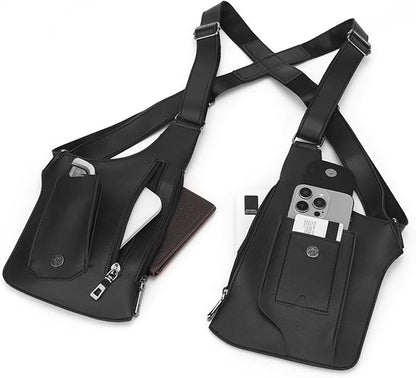 FANNING511 Double Shoulder Armpit Bag for Men Vest Bag Multi Pocket Underarm Pouch for Travel Outdoor Running cycling