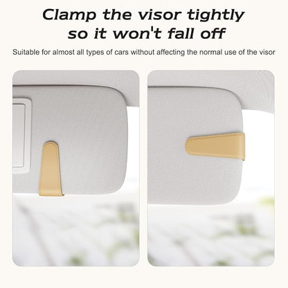 Sotfamily Sunglass Holder for Car Visor, Suede Cloth Magnetic Sunglass Organizer for Car Accessories, 2 Packs, Beige