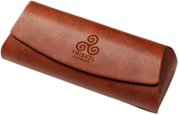 Triskel Curved-Top Eyewear Case – Hard Shell PU Leather Glasses Case with Soft Lining, Lightweight with Magnetic Closure