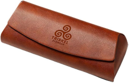 Triskel Curved-Top Eyewear Case – Hard Shell PU Leather Glasses Case with Soft Lining, Lightweight with Magnetic Closure