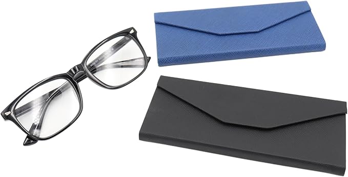 Real Sic Glasses Case for Men and Women - Magnetic Folding Hard Shell Sunglass Holder - Inspired by Solid Color