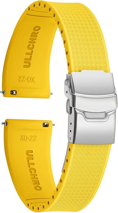 ULLCHRO Silicone Watch Band Quick Release Strap FKM Waterproof Watch Bands for Men 20mm 22mm Replacement Strap Sport Rubber Watchband