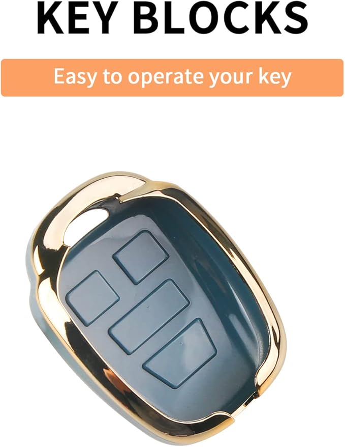MILD EAST for Toyota Key Fob Cover with Metal Key Chain, Soft TPU Easy to Press Key Fob Shell Case for 2012-2019 Camry Corolla Rav4 Tacoma Highlander Avalon Venza, Blue