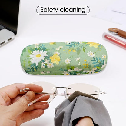 PERFECTSIGHT Hard Shell Eyeglasses Case, PU Leather Protective Glasses Case, Cute Eyeglass Case for Women Men Girls