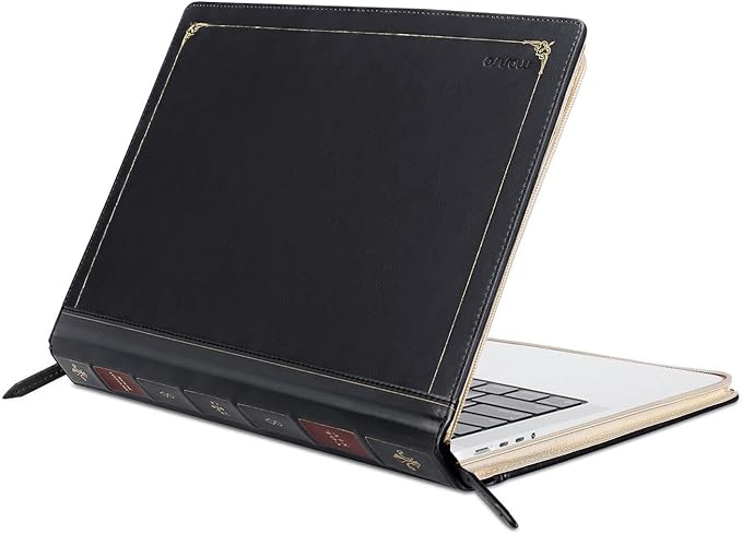 MOSISO Compatible with MacBook Pro 14 inch Case 2025-2021 M5 A3434 M4 A3112 A3185 A3401 M3 A2918 A2992 M2 A2779 M1 A2442, PU Leather Laptop Sleeve Vintage Zippered Protective Case Cover, Black