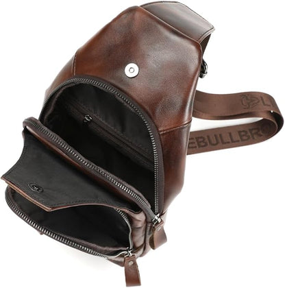 Sling Bag for Men Genuine Leather Chest Bag Crossbody Backpack Travel Hiking Outdoor Sport