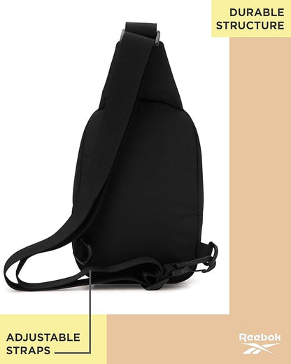 Reebok Unisex Crossbody Sling Bags – Compact Convertible Strap Cross Body Bag Travel Sling Bag - Gym & Travel Essential, Berry Black