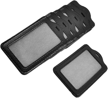 uxcell Faux Leather Office Vertical Name Tag ID Badge Card Holders 10 Pcs Black