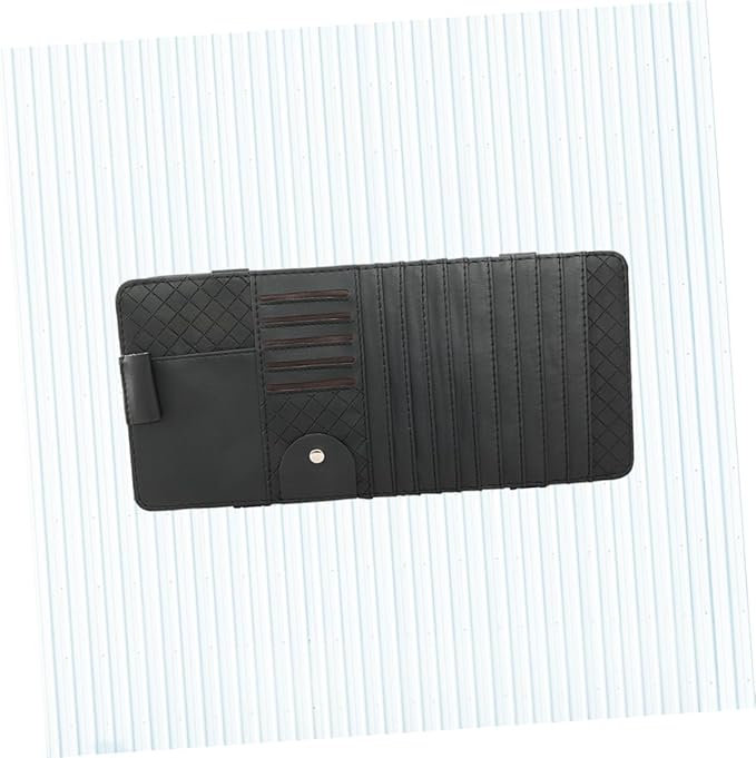 GLEAVI Multi-Functional Sun Visor Leather Organizer Bag for Car Premium Storage for Pens and Cards Stylish Vehicle Accessory Black