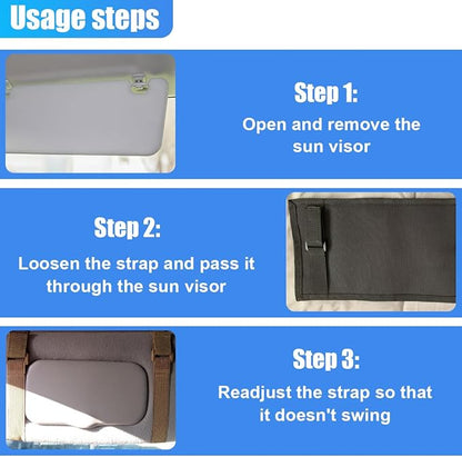 ZIMISI Molle Car Visor Organizer, Tactical Sun Visor Panel Organizer with Elastic Strap, Nylon Sunshade Storage Pouch with Magic Strap for Pen Card Sunglass, Fits for Car, SUV, Truck (Black)
