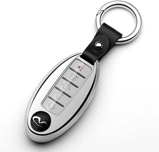 Compatible with Nissan Key Fob Cover Altima Maxima Rogue Armada Pathfinder Compatible with Infiniti Key Fob Cover Silver TPU Protector Car Key Holder Case Accessories