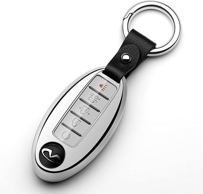 Compatible with Nissan Key Fob Cover Altima Maxima Rogue Armada Pathfinder Compatible with Infiniti Key Fob Cover Silver TPU Protector Car Key Holder Case Accessories