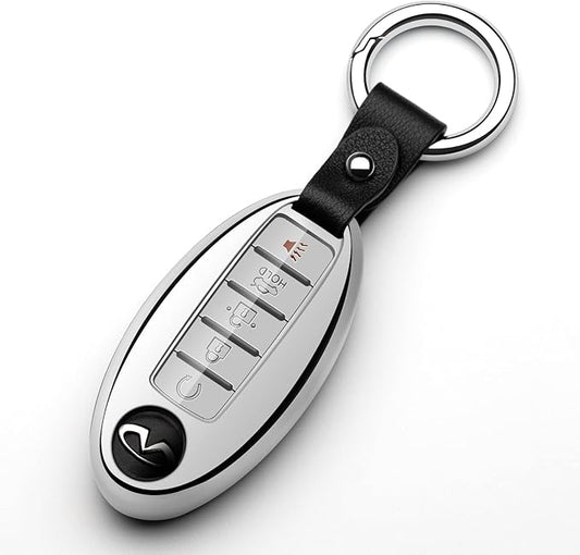 Compatible with Nissan Key Fob Cover Altima Maxima Rogue Armada Pathfinder Compatible with Infiniti Key Fob Cover Silver TPU Protector Car Key Holder Case Accessories