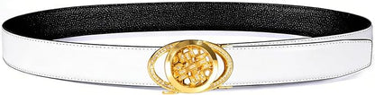 Dubulle Designer Ratchet Belt for Men Leather Fashion Adjustable Automatic Buckle Sliding Removable Dress Casual