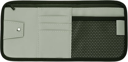 PATIKIL 1Pcs Car Sun Visor Organizer, 12.8 x 6.5 Inch PU Leather Vehicle Storage Pouch Holder for Sunglasses Card Pen Driver License Car Accessories, Gray