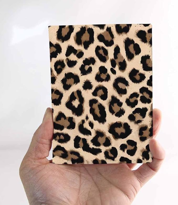 Leopard Passport Holder for Travel Animal Fur Skin Print PU Leather Passport Cover Wallet Cute Passport Card Holder for Women and Men