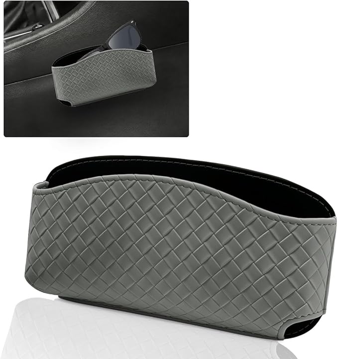 Sunglasses Holder for Car Visor, Leather Auto Glasses Storage Case, Car Sun Visor Eyeglasses Holder Protective Box, Universal Automotive Interior Accessories for Man Women (Grey)