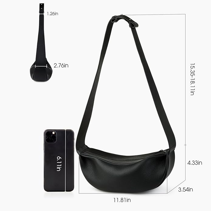 DONNAIN Genuine Leather Sling Bags Crossbody Women, Minimalist Style Casual Chest Bags with Wide Strap