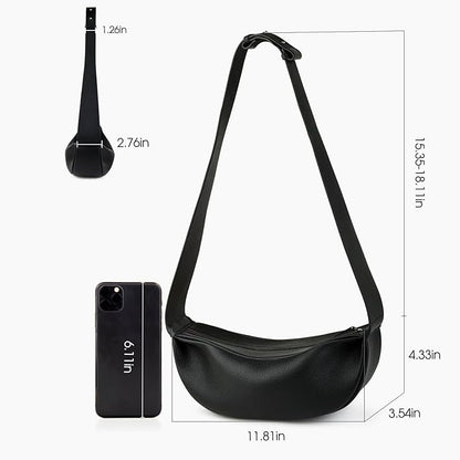 DONNAIN Genuine Leather Sling Bags Crossbody Women, Minimalist Style Casual Chest Bags with Wide Strap