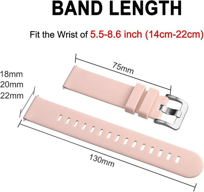 BISONSTRAP Silicone Watch Bands, Slim Watch Straps with Quick Release, 20mm, Pink with Silver Buckle