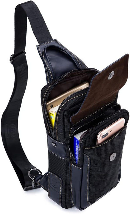 Cool Sling Bag Crossbody Backpack for Men Women Outdoor Travel Tactical Fishing Hunting Hiking Handbag Shoulder Chest Pack Camping Casual Daypack Black Brown