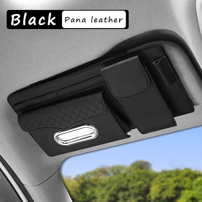 Car Sun Visor Organizer for Lexus LC 2017–2025 2026 Z100,Multi-Pocket Auto Visor Storage Pouch with Tissue Holder,Eyeglass Case,Card Slots & Pen Holder,Sun Visor Organizer