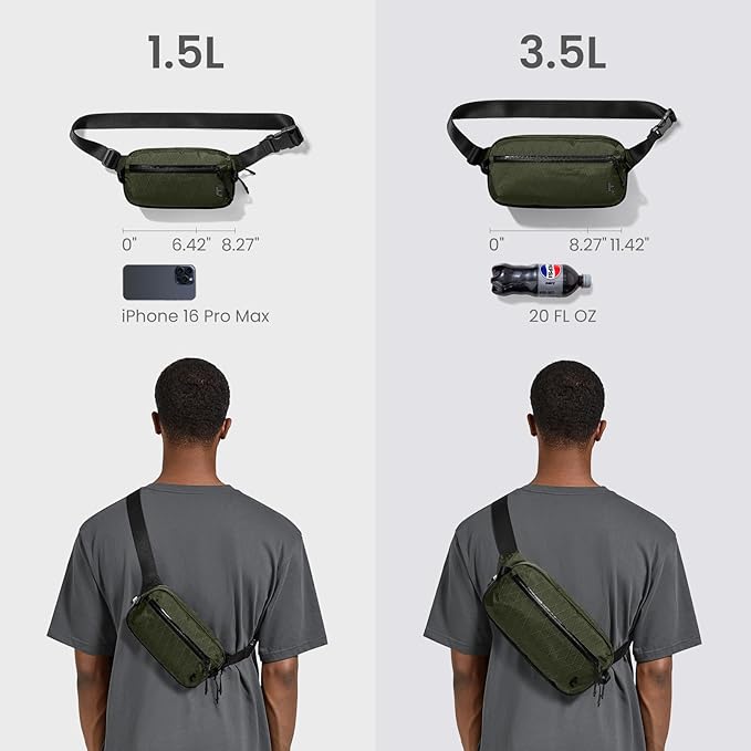 tomtoc 3.5L X-Pac Sling Bag with RFID Blocking, Crossbody Bag Minimalist Chest Shoulder Pack for Men/Women, Water-resistant Lightweight Casual Funny Pack for Travel/Daily Commute