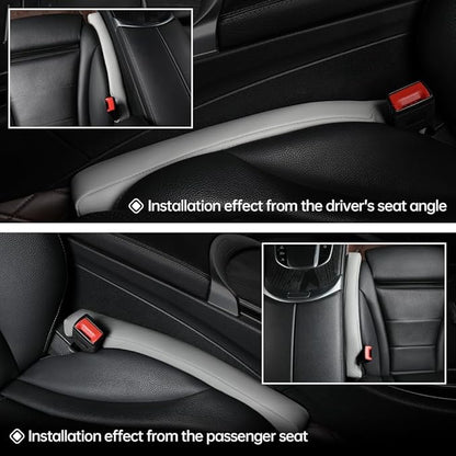 2Pack Leather Car Seat Gap Filler – Anti-Drop Console Organizer, Scratch-Resistant Waterproof Easy to Clean, Fits 90% Vehicles Without Blocking Seat Movement