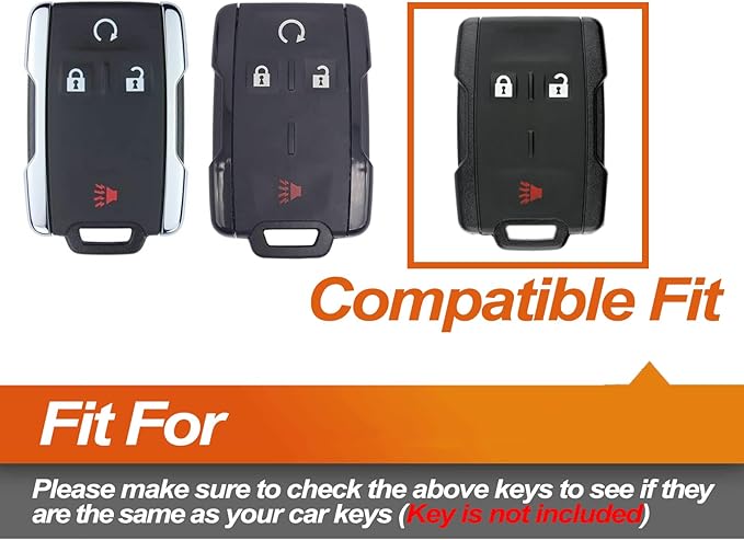 Silicone Key Fob Cover Fit for Chevrolet Chevy Colorado Silverado 1500 2500 3500 HD Suburban Tahoe GMC Canyon Sierra Yukon XL | Car Accessories | Remote Key Protection Case - Black & Blue