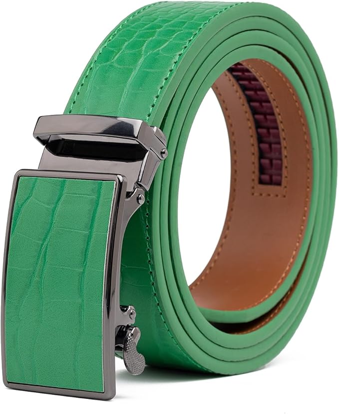 Fabio Valenti Mens Belt,Ratchet Belt Dress with 1 3/8" Genuine Leather with Easier Adjustable Buckle, Trim to Fit