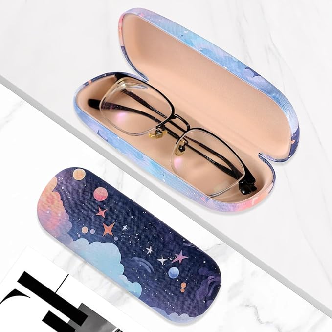 PERFECTSIGHT Hard Shell Eyeglasses Case, PU Leather Protective Glasses Case, Cute Eyeglass Case for Women Men Girls