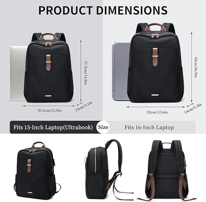 Laptop Backpack for Women,Carry on Travel Backpack Casual Work Business Backpacks Purse College,16 Inch,Black