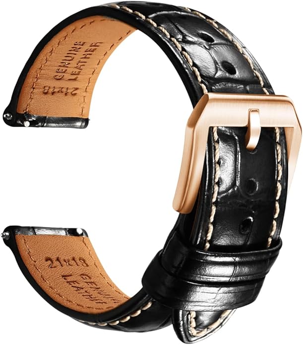 REZERO Leather Watch Bands for Men, Quick Release Watch Straps, Luxury Italian Alligator Grain Embossed Band Replacements 19mm 20mm 21mm 22mm