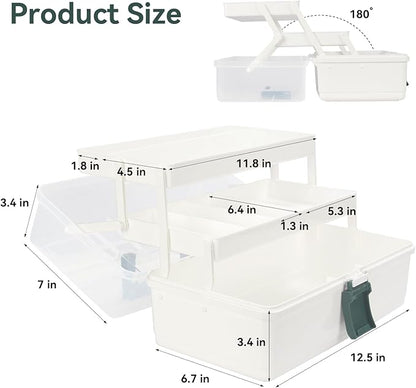 WEWLINE 13-Inch Art Box Organizer 3-Layer Craft Storage Organizer Sewing Kit Box with Handle Art Bin for Home,School,Office,Travel