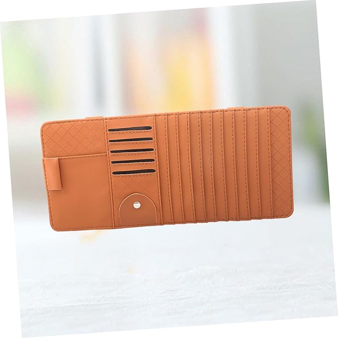 GLEAVI Multi-Functional Sun Visor Organizer Bag Leather Cd Holder for Car Stylish for Pens and Cards Convenient Storage for Vehicle Accessories
